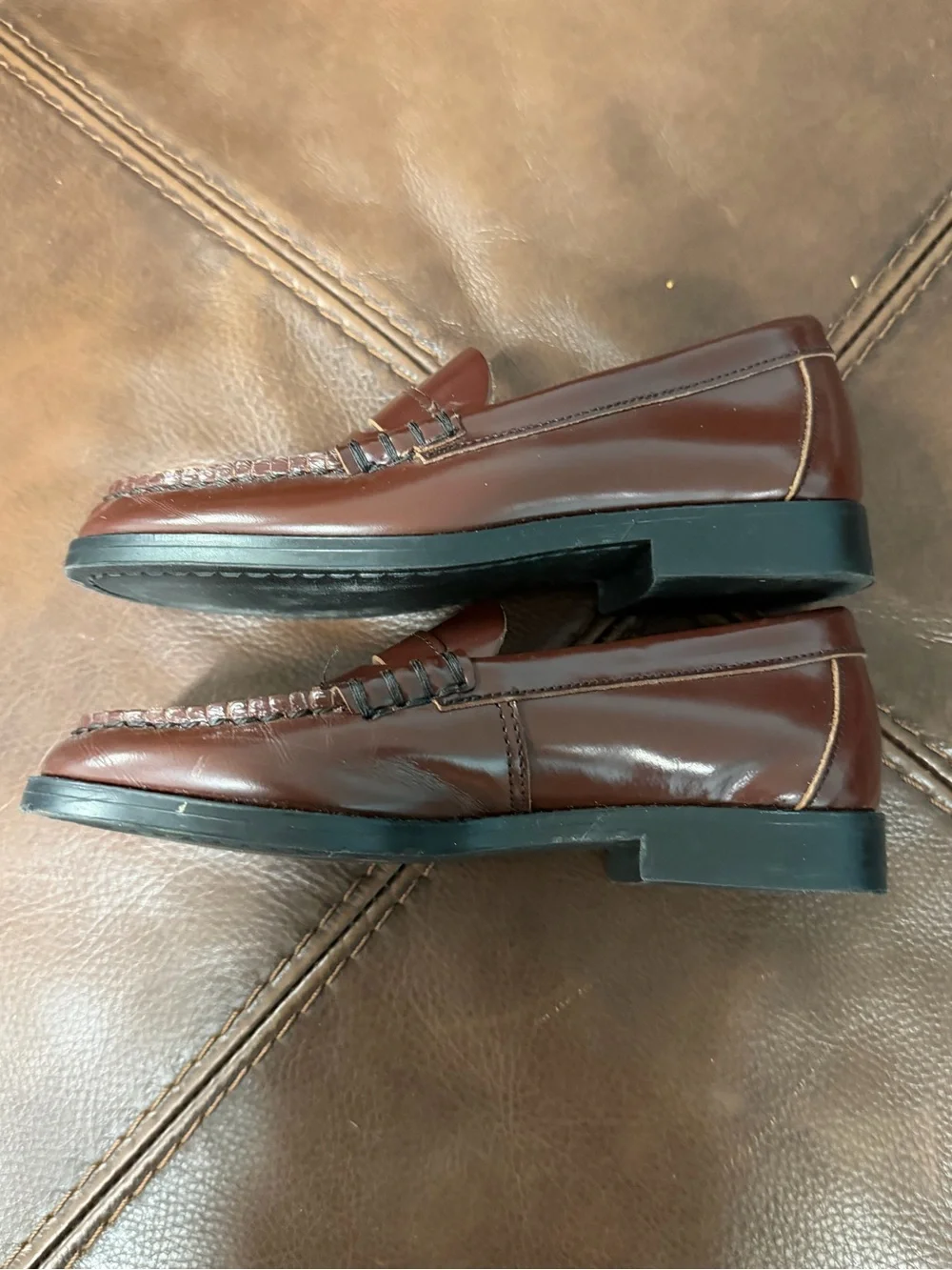 Roundtree & Yorke boys brown Leather Penny Loafers 12.5 …..115